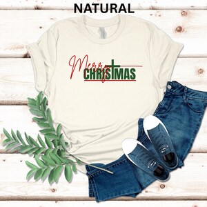 Merry Christmas Cross Soft Tee, Festive Holiday T-Shirt, Airlume Cotton image 6