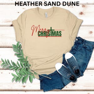 Merry Christmas Cross Soft Tee, Festive Holiday T-Shirt, Airlume Cotton image 2