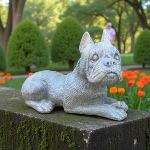 Concrete Boxer Dog Statue – Garden Decor or Pet Memorial