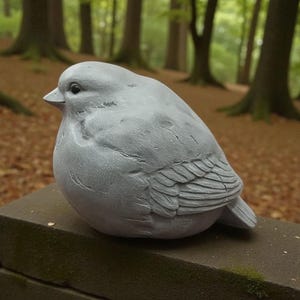Concrete Bird Statue: Chubby Garden or Indoor Decor