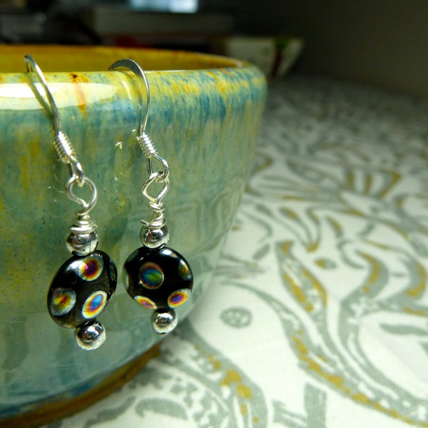 Polka dot bead dangle earrings