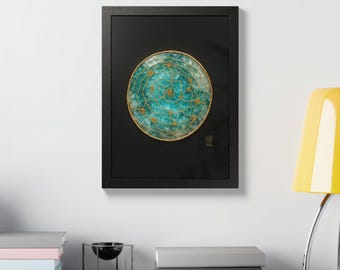 Meditation Wall Art - The Treasure Within Lightlogue | Turquoise & Gold Spiritual Art | Sacred Space Decor