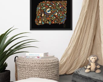 Purna | Luxury Spiritual Wall Art | Jewel Tone Gold Abstract Art | Meditation Room Decor | Contemporary Sacred Art by Nila