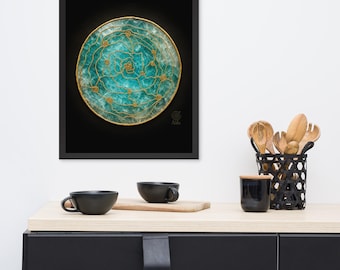 Meditation Wall Art – The Treasure Within Lightlogue | Turquoise & Gold Spiritual Art | Sacred Space Decor