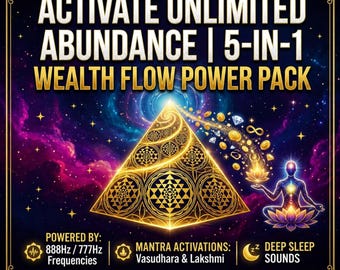 Paquete de frecuencias de prosperidad de 888 Hz y 777 Hz / Paquete de MP3 para la activación de la riqueza con mantras de Lakshmi y Vasudhara