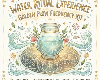 Kit para rituales de carga de agua Golden Flow / Audio de prosperidad, círculo energético imprimible (descarga digital)