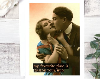 Card #77. Love Card. My Favourite Place Is Inside Your Hug. Anniversary Card. Valentine's Card. Card For Husband. Love Card For Him. Cards.