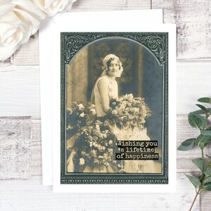 Card #84. Wedding Card. Wishing You A Lifetime Of Happiness. Bridal Shower Card. Vintage Wedding Photo. Vintage Style Wedding. Funny Cards.