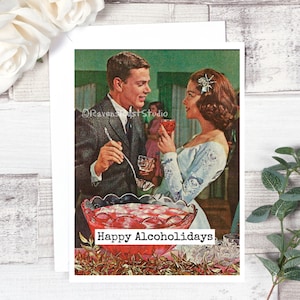Drôle carte de Noël - #C10 - Alcoholidays heureux / carte de voeux / Vintage carte de Noël