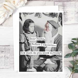 Drôle Noël carte / cher père Noël, avant d’expliquer... / #C45 / Vintage Noël Vintage père Noël Vintage Photo / trouvé Photo