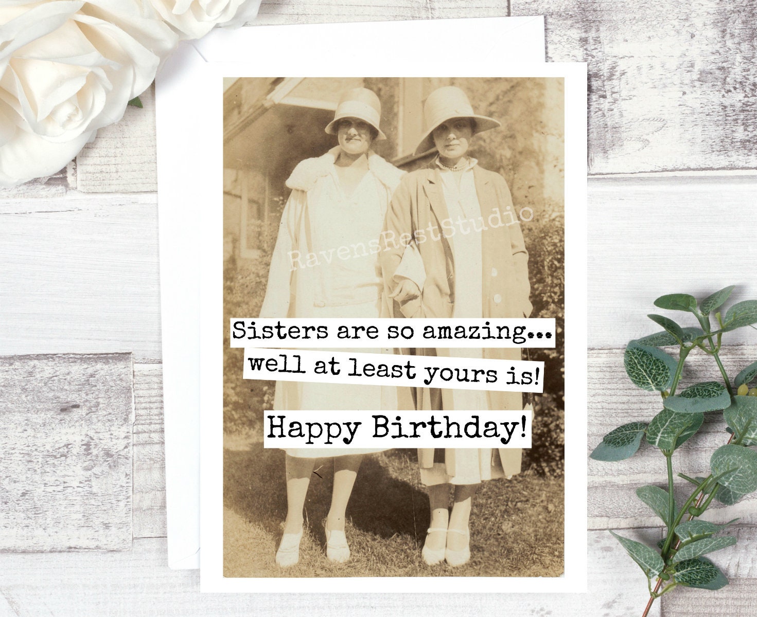 Buy Funny Birthday Card. Greeting Card. Card for Sister. Vintage ...