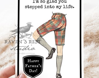 Card #mr107. I'm So Glad You Stepped Into My Life. Happy Father's Day. Card For Stepdad. Card for Stepfather.