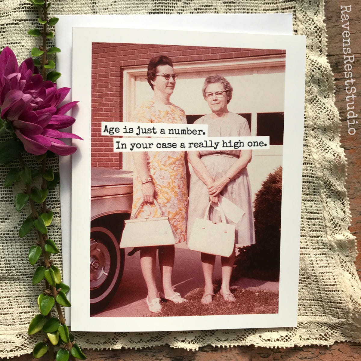 Birthday Card. Greeting Card. Friendship Card. Vintage Photo Card. Age