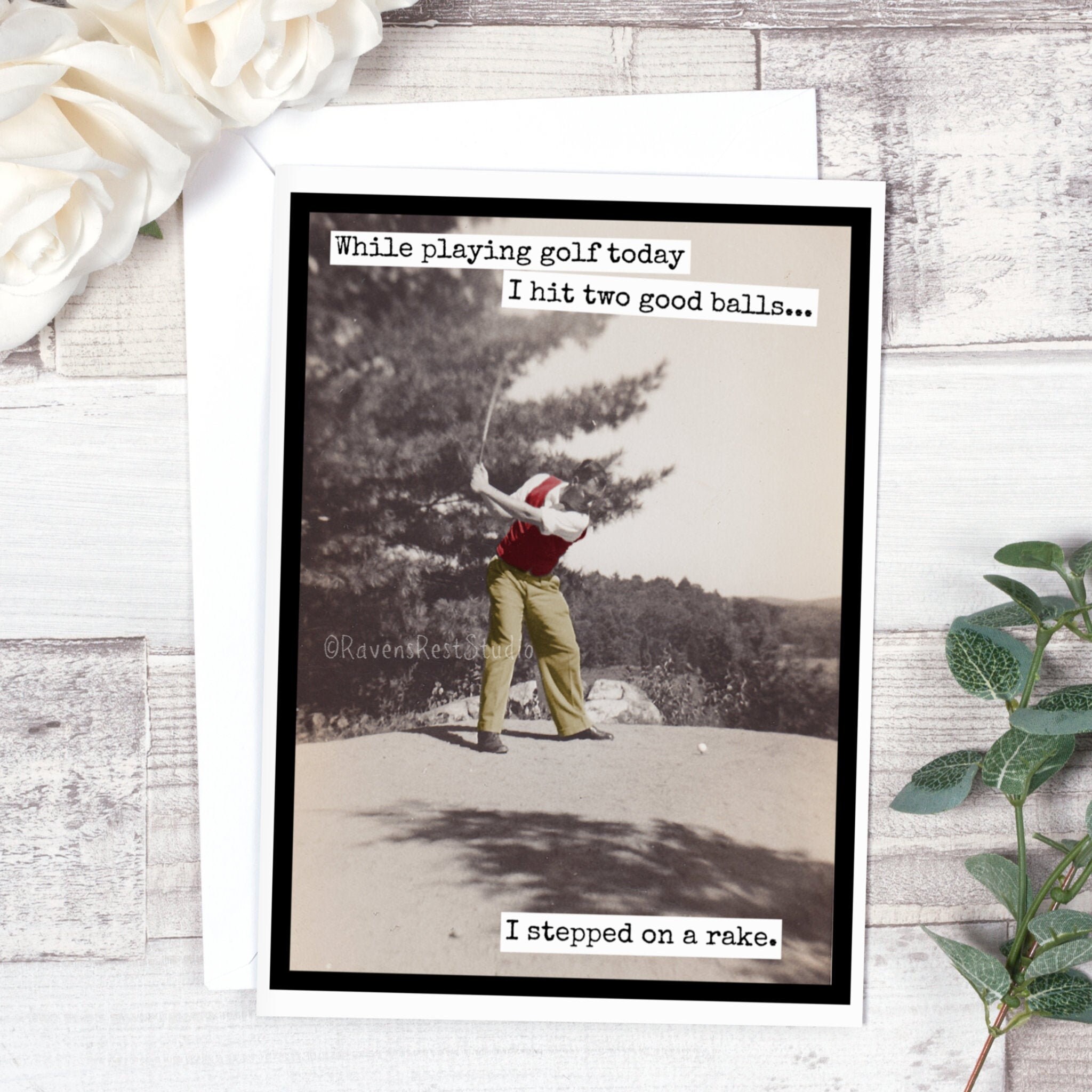 Golf Card Rude Card #mr15. Funny Card for Him. While Playing Golf Today I Hit Two Good ...