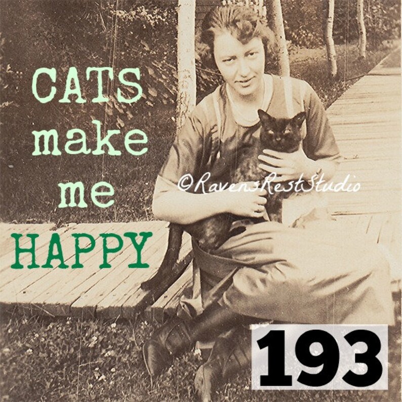 Magnet 193. CATS make me HAPPY. Fridge Magnet. Vintage Photo. Housewarming Gift Gift for Cat Lover image 3