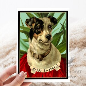 Card Style #cw7. Vintage Victorian Dog Birthday Card. Greeting Card. Victorian Style.