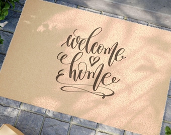Welcome Home Script Doormat | Neutral Coir Entry Mat