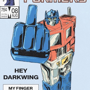 Transformers Comic - Optimus Prime My finger can transform 11x17&quot;