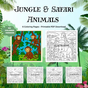 6 Jungle & Safari Animals Coloring Pages – Printable PDF Download