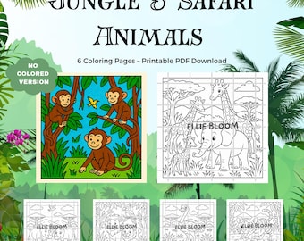 6 Jungle & Safari Animals Coloring Pages – Printable PDF Download