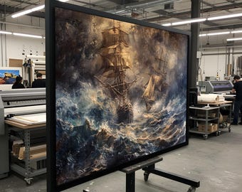 Stormy Seas Canvas, Ship in Storm Wall Art, Ocean Adventure Canvas, Nautical Wall Decor, Wall Art Canvas Design, Ready to Hang Art