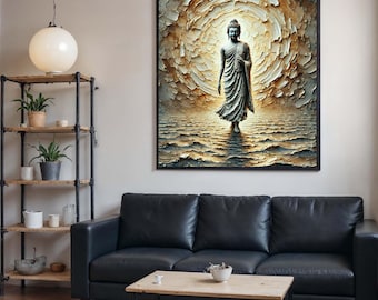 Zen Buddha Canvas, Buddha Art, Spiritual Wall Art, Zen Gift, Buddha Print, Wall Art Canvas Design, Ready To Hang Decoration