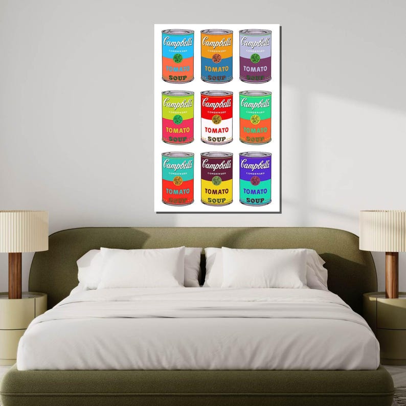 Pop Art Soup Can Canvas, Colorful Campbells Wall Art, Andy Warhol Style ...