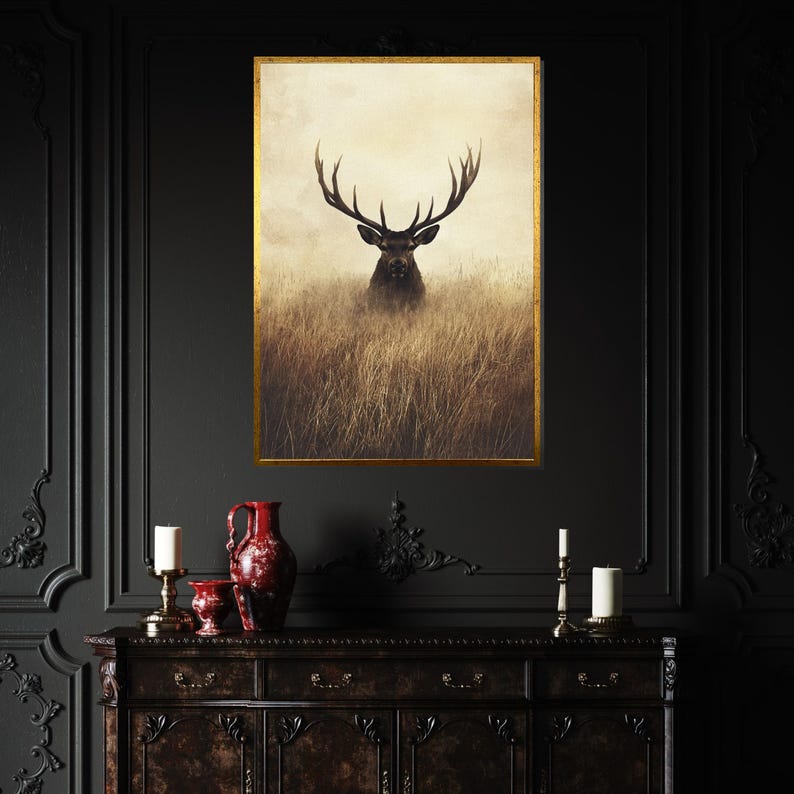 Majestic Stag Canvas, Deer Wall Art, Wildlife Canvas Art, Forest Animal Poster, Wall Art Canvas Design, Ready To Hang Decoration image 7