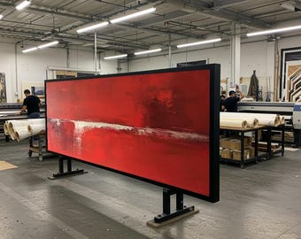 Abstract Red Canvas, Modern Wall Art, Red Art Print, Minimalist Decor, Wall Art Canvas Design, Ready To Hang Decoration