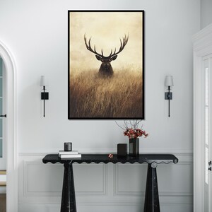 Majestic Stag Canvas, Deer Wall Art, Wildlife Canvas Art, Forest Animal Poster, Wall Art Canvas Design, Ready To Hang Decoration image 3