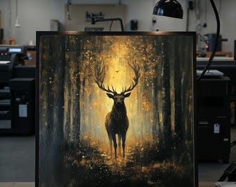 Majestic Stag Canvas, Forest Deer Art, Wildlife Wall Print, Nature Canvas Decor, Wall Art Canvas Design, Ready To Hang Decoration