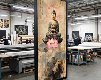 Buddha Serenity Lotus Canvas, Zen Wall Art, Meditative Canvas Print, Spiritual Art Decor, Wall Art Canvas Design, Ready to Hang