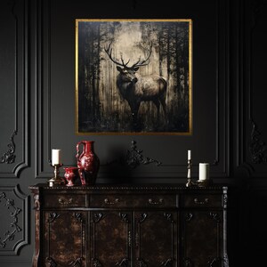 Lienzo de ciervo majestuoso, arte mural de alce del bosque, escena silvestre, impresión de pared de animales, diseño de lienzo para pared, decoración lista para colgar, arte de regalo imagen 7