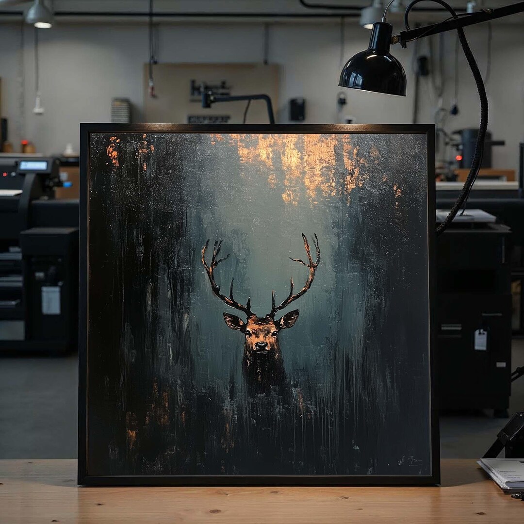 Majestic Stag Canvas Art, Abstract Deer Painting, Forest Wildlife Wall ...