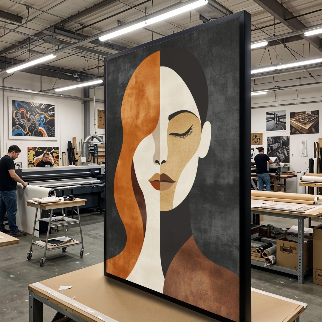 Abstract Woman Portrait, Minimalist Face Canvas, Modern Wall Art, Home ...