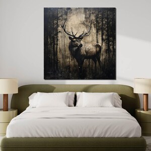 Lienzo de ciervo majestuoso, arte mural de alce del bosque, escena silvestre, impresión de pared de animales, diseño de lienzo para pared, decoración lista para colgar, arte de regalo imagen 6