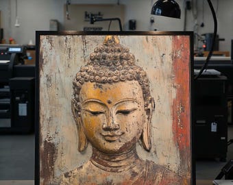 Boeddha canvaskunst, serene Boeddha kunst aan de muur, spirituele muur decor, meditatie Boeddha print, kunst aan de muur canvas ontwerp, klaar om op te hangen, cadeau kunst