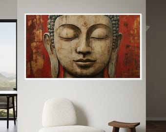 Boeddha sereniteit canvas, Boeddha kunst aan de muur, rustige Boeddha print, Wall Art canvas design, klaar om op te hangen spirituele decoratie, cadeau kunst