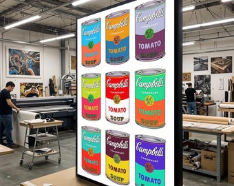 Pop Art Soup Can Canvas, Colorful Campbells Wall Art, Andy Warhol Style, Art Print, Wall Art Canvas Design, Ready to Hang Decoration