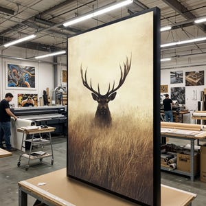 Majestic Stag Canvas, Deer Wall Art, Wildlife Canvas Art, Forest Animal Poster, Wall Art Canvas Design, Ready To Hang Decoration image 1