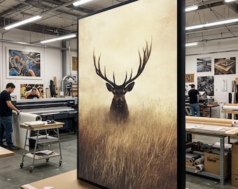 Lienzo de ciervo majestuoso, arte mural de ciervos, arte de vida silvestre, póster de animales del bosque, diseño de lienzo para pared, decoración lista para colgar