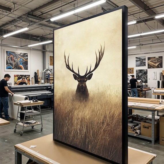 Majestic Stag Canvas, Deer Wall Art, Wildlife Canvas Art, Forest Animal Poster, Wall Art Canvas Design, Ready To Hang Decoration