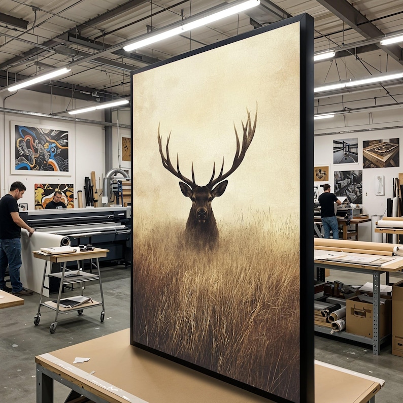Majestic Stag Canvas, Deer Wall Art, Wildlife Canvas Art, Forest Animal Poster, Wall Art Canvas Design, Ready To Hang Decoration image 1