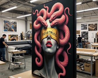 Medusa Canvas Wall Art, Snake Hair Myth Art, Medusa Portrait, Wall Art Canvas Design, Ready to Hang Decoration
