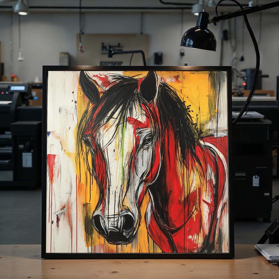 Abstract Horse Canvas, Colorful Equine Wall Art, Animal Poster, Vibrant ...