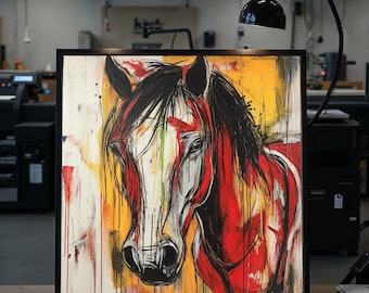 Abstract Horse Canvas, Colorful Equine Wall Art, Animal Poster, Vibrant Horse Print, Wall Art Canvas Design, Ready to Hang Decor,Gift Art