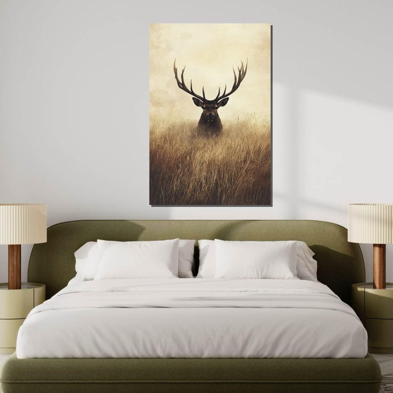 Majestic Stag Canvas, Deer Wall Art, Wildlife Canvas Art, Forest Animal Poster, Wall Art Canvas Design, Ready To Hang Decoration image 6
