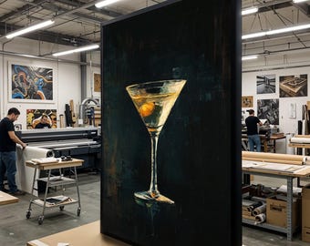 Martini Canvas Art, Cocktail Print, Vintage Martini Wall Art, Bar Decor, Wall Art Canvas Design, Ready to Hang Decoration, Gift Art