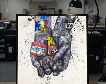 Graffiti Hands Canvas, Urban Art, Colorful Hand Wall Print, Street Art Canvas Design, Wall Art Canvas, Ready To Hang Decoration