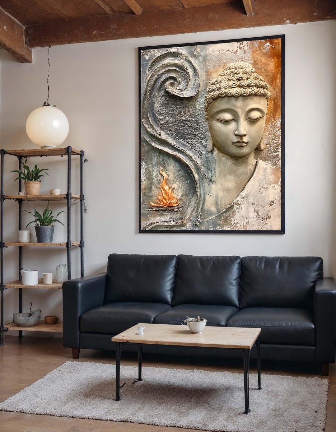 Buddha Canvas Art, Zen Flame Wall Decor, Spiritual Meditation Artwork ...